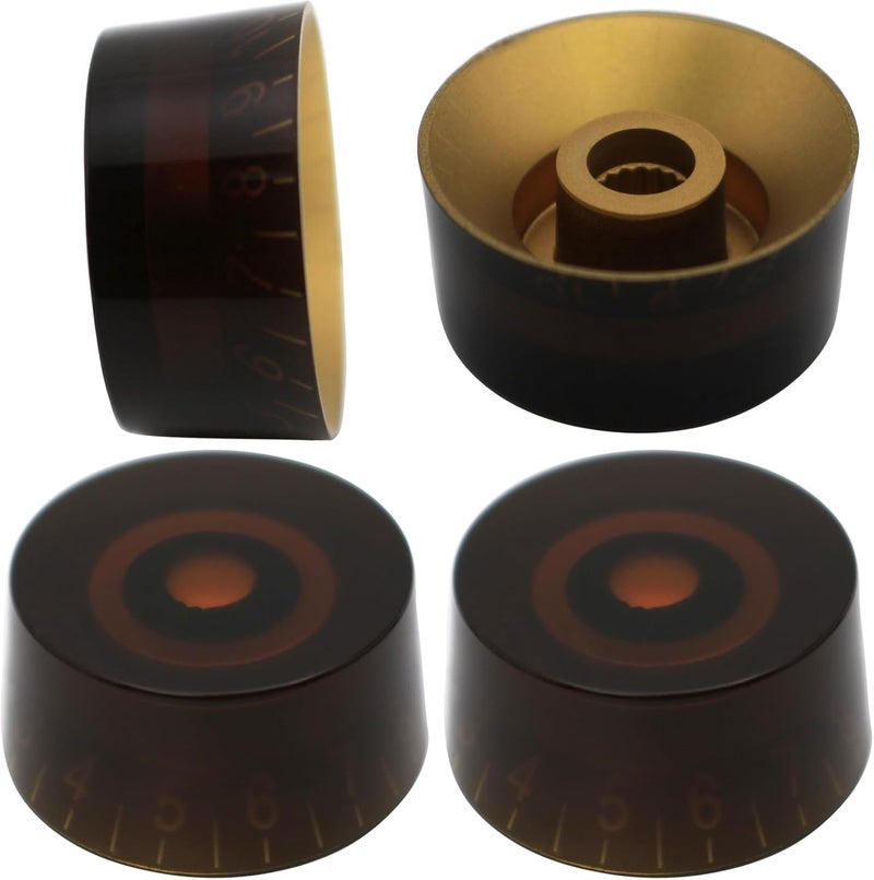 AITAIYA 4pcs Dark Amber LP Electric Guitar Knobs and Guitar Bass Speed Volume Tone Control Knob Metric LP Style Electric Guitar Parts Replacement Set of 4Pcs Dark Amber - Image 1